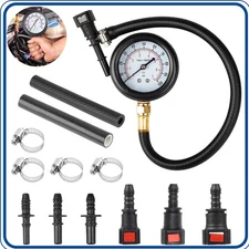 100PSI Fuel Injection Pressure Tester Gauge with 3 Quick Connectors Set for Cars