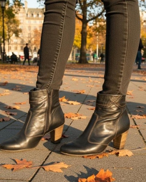 Women Paul Green Boots Black Leather 39 #C3O3
