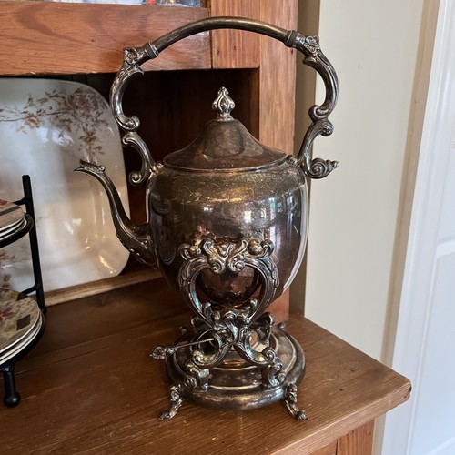 Vtg Crosby Silver On Copper Tilting Tea Server Pitcher Pot