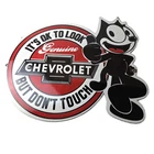 Vintage Large Chevrolet Sign - Felix the Cat Advertisement Gas Porcelain Sign