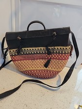 Grass  Leather Messenger Bag African Basket Woven Purse Colorful