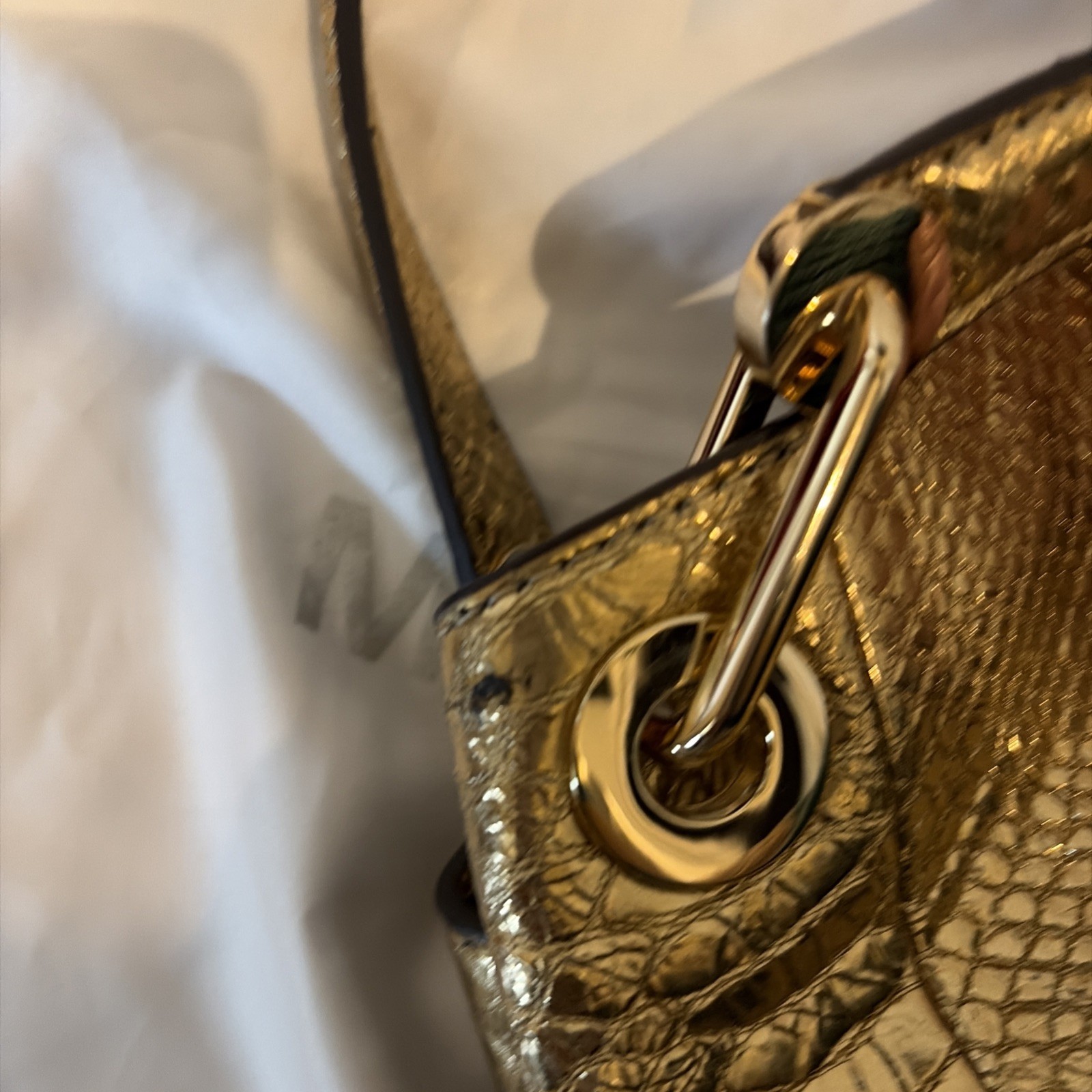 Michael Kors Metallic Gold Python Embossed Leathe… - image 13