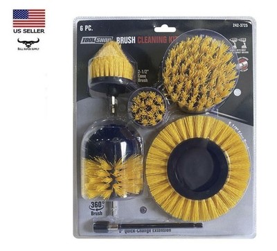 6 Piece Multi Head Drill Brush Cleaning Tool Kit 1/4'' Hex Shank Medium Bristle