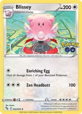 Blissey Holo Holo Rare Pokemon GO 052/078 NM