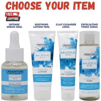 CREIGHTONS SALICYLIC ACID Creightons Blemish Care Kit – Salicylic Acid Serum, Lotion, Tonic & Cleanser UK