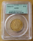 Rare 1893 CC $10 Liberty Gold Eagle Coin - PCGS AU55 - Old Green Holder 3326821