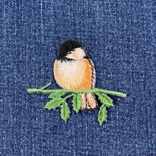 Chickadee Applique Patch - Embroidered Bird  Branch Badge 2.5" Iron On 