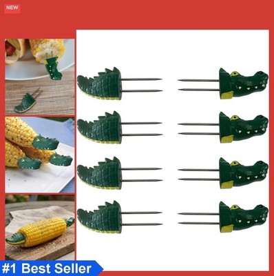 Corn on the Cob Holders Crocodile Theme BBQ Grilling 4 Pairs Stainless Steel