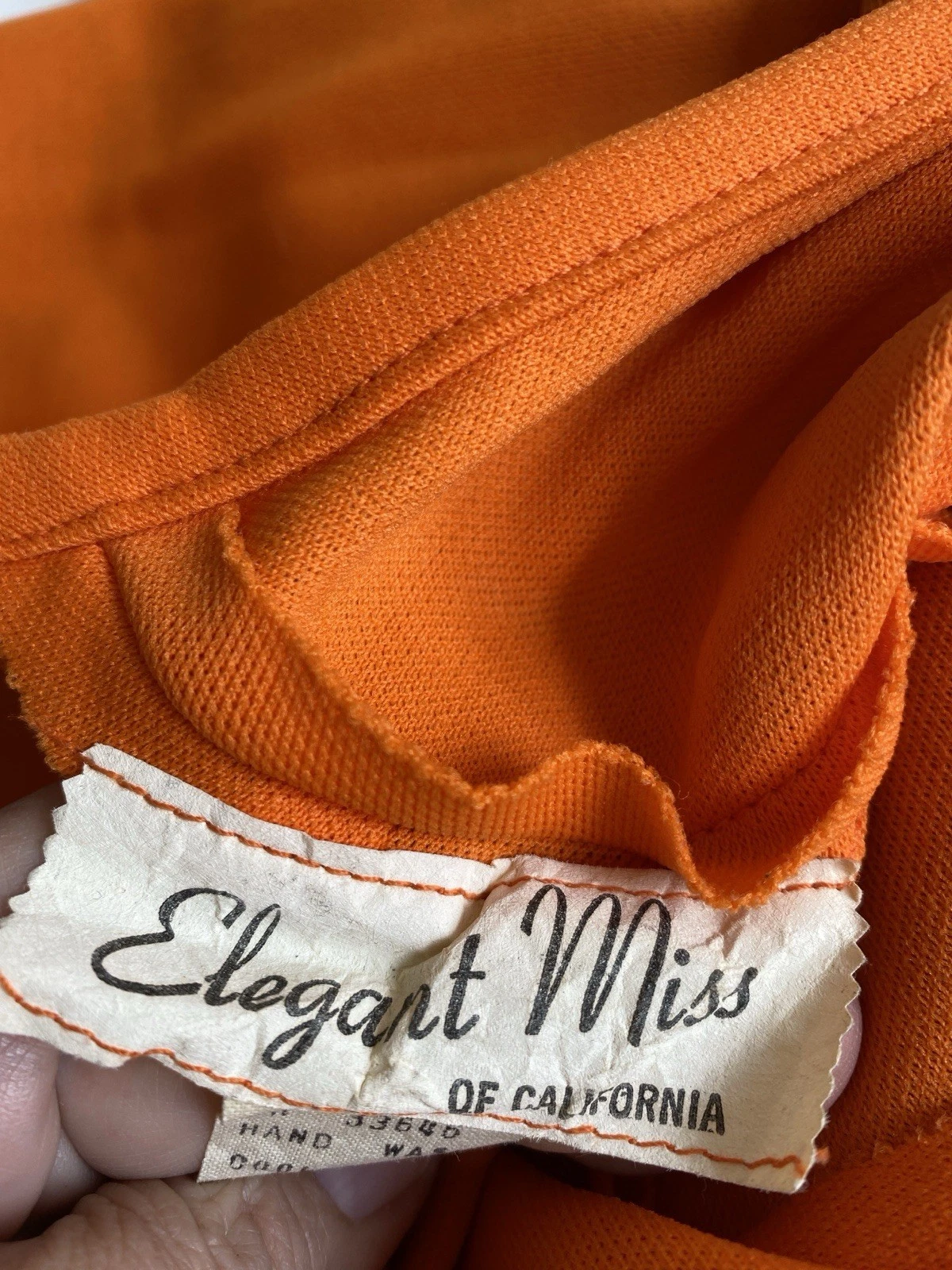 Maxi abito vintage anni 70 elegante Miss California 10 Versace Esque arancione