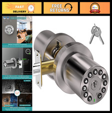 Keypad Door Knob with Key, Keyless Entry Lock, Auto Lock, 50 User Codes, Home/Of