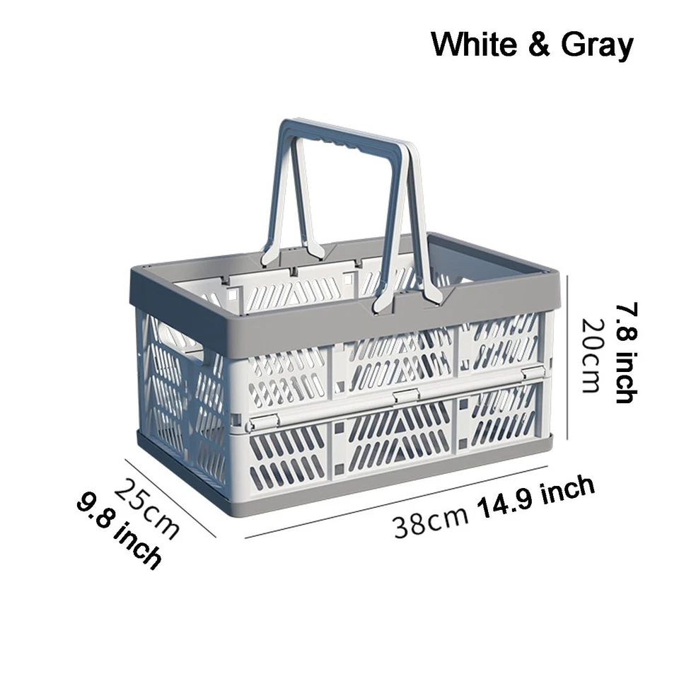 Caja de almacenamiento de plástico plegable VIGAER 20 L - Cubo con mango plegable blanco/gris Foto 3 de 4