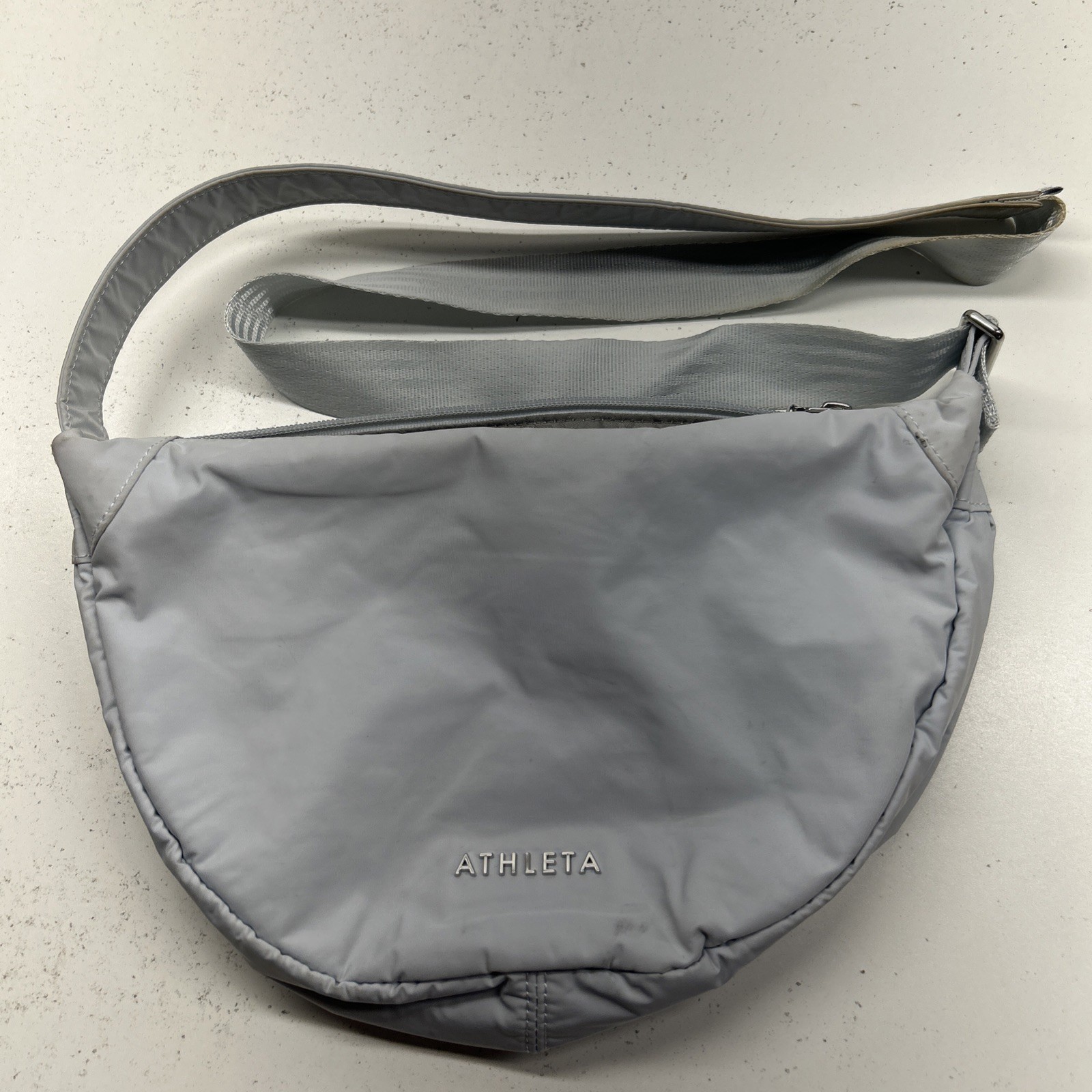 Athleta Crescent Crossbody Bag Light Blue Nylon Adjustable Shoulder Purse