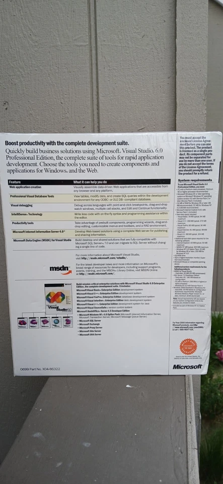 NEW Sealed Microsoft Visual Studio 6.0 Professional Edition.  659-00391 - Image 3 of 4