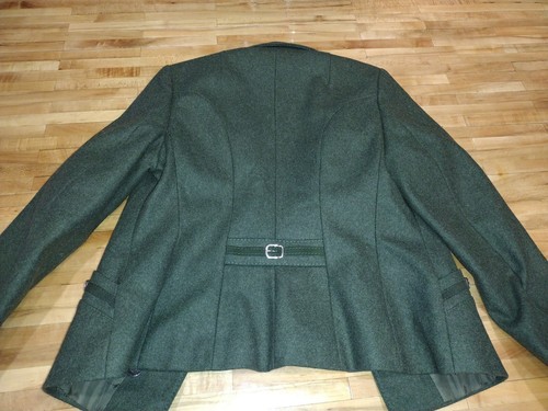 Vintage Lang Trachten Coin Button Wool Blazer Skirt Suit Jacket Womens Green - Picture 3 of 9