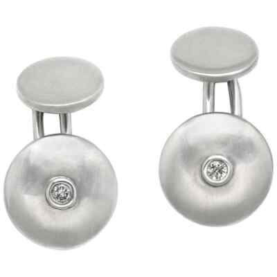 Sleek and Elegant With A Matte Finish 925 Sterling Silver & White CZ Cufflinks
