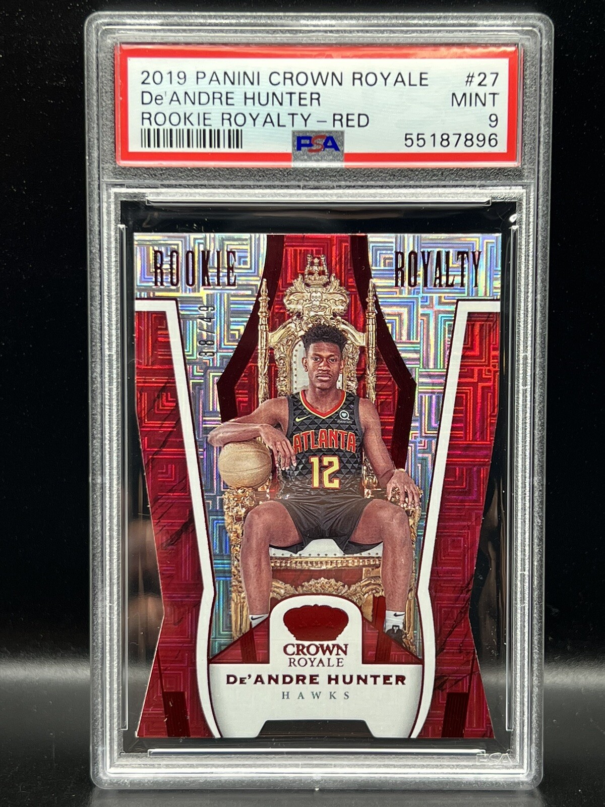 2019-20 Panini Crown Royale DE’ANDRE HUNTER RC Rookie Royalty Red /49 PSA 9 MINT