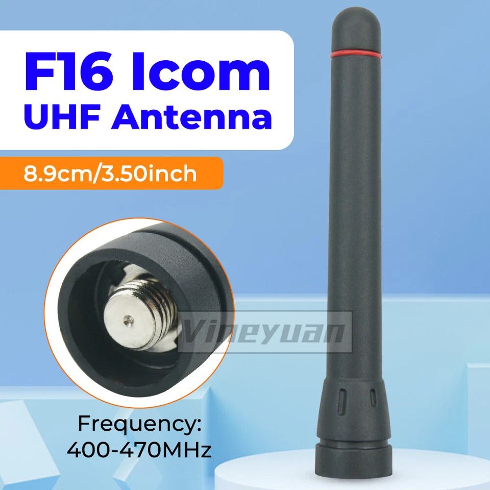 2PC UHF 400-470MHz Stubby Antenna For Icom Radio FA-SC57VS F11 F11S F14 F14S F16 - Image 2 of 4