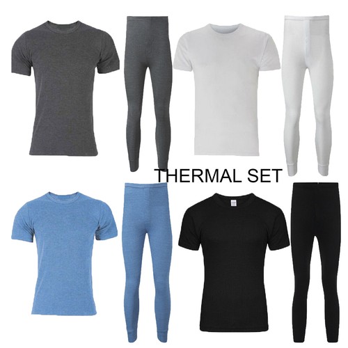 Men Thermal Set Vest + Long Johns Brushed Inside For Extra Warmth eBay