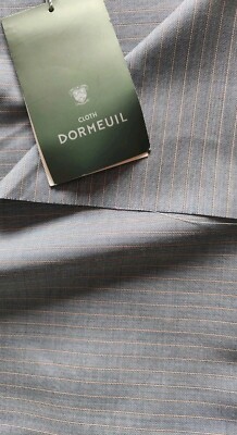 Dormeuil Fabric, Grey/Blue Beige Striped Pinstripe, 2 Mt. 1.70 + 1.40.