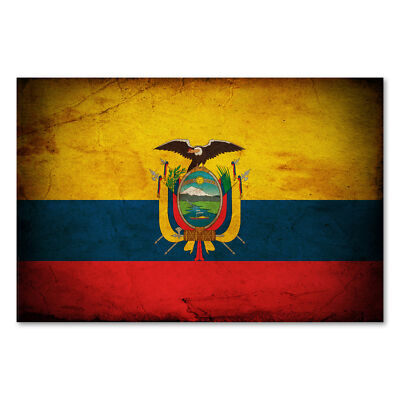 Postereck 0361 Poster Leinwand Vintage Flagge, Fahne Ecuador Quito