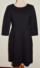 New Womens Talbots Dress 8P Black 3/4 Sleeve Ribbed A-Line Back Zipper