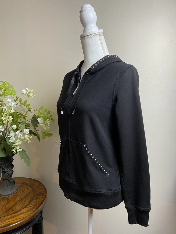 NUEVO SIN ETIQUETAS $120 Sm Christine Alexander Sudadera con Capucha Negra SWAROVSKI Cruz de Cristal Foto 4 de 4