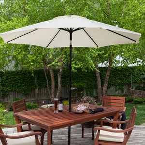 9ft Patio Umbrella Outdoor W Crank Aluminum Pole Tilt Table Fade Water Proof New Ebay