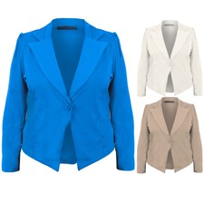 Ladies Fitted Plus Size Ruched Sleeve 6 Button Blazer Jacket Women's Coat 18 20