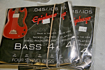 3 PACK/ LOT Epiphone 4 String Bass Set 45-105 Nickel Plated Medium SEBE-60 E-60