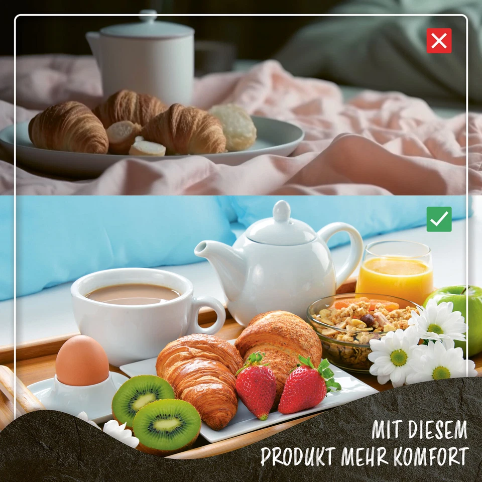 Frühstückstablett aus Bambus - Serviertablett Betttablett Betttisch - PC Lapdesk - Bild 4 von 4