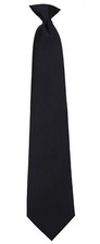 Men's Classic Solid Black Clip On Necktie Business Weddings Formals Party