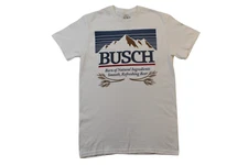 Busch Mens Born Of Natural Ingredients, Smooth Refreshing Beer White Shirt New S