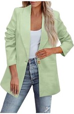 Ladies Casual Long Sleeve blazer one button Open Front Blazer Suit work office M