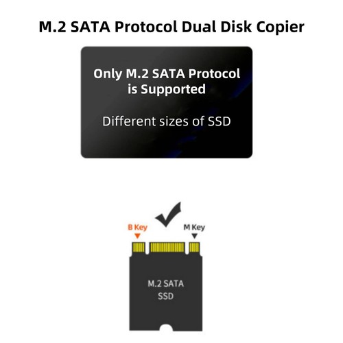 New M.2 SATA+SATA Dual Bay SSD Docking Station Duplicator Hard Drive Cloner - Afbeelding 12 van 13