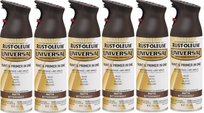 6 Rust-Oleum 282819 Universal All Surface Spray Paint, 12 oz, Matte Bittersweet