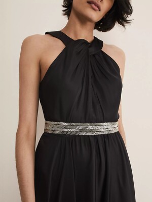 Phase Eight Vanessa Maxikleid Perlen Gürtel Farbe Schwarz Größe 14