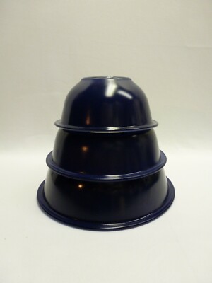 Pyrex Cobalt Blue Clear Bottom 3 Piece Nesting Mixing Bowls Set 322 323 325