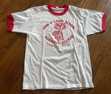 Vintage 80s Screen Stars Ringer T-Shirt Size Large John V Leigh School Norridge