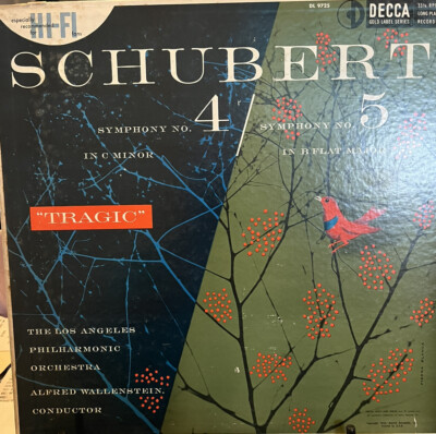 Schubert: Symphony No 4 & No 5 Tragic Vinyl LP Decca Wallenstein Los Angeles Orh