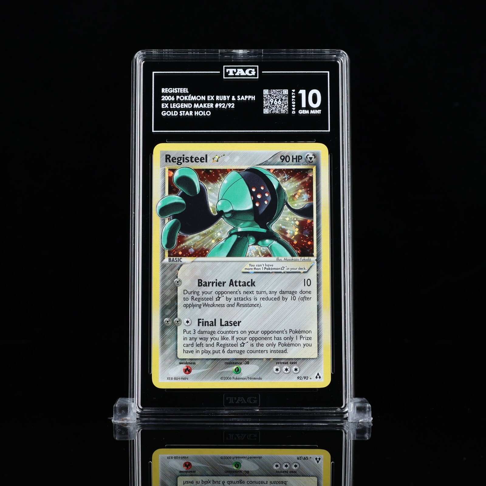 Ex Legend Maker Gold Star Registeel 92/92 2006 Holo Pokemon TAG 10 GEM MINT
