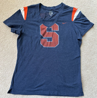 Syracuse Orange Nike Womens NCAA Short-Sleeve V-Neck Heather Blue SOFT Shirt XL