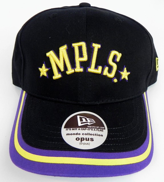 LOS ANGELES MPLS. LAKERS NBA NEW ERA VINTAGE BLACK OPUS CAP HAT NWT