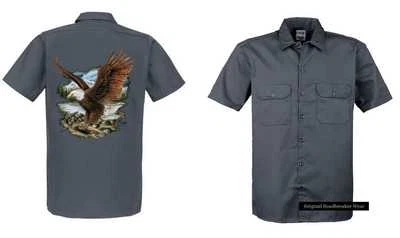Chemise Worker Sonar Gris Motif Aigle Animaux & Nature Manche Courte - Photo 1/2