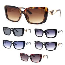 Womens Chic Designer Jewel Arm Rectangular Cat Eye Diva Sunglasses