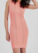 GUESS Women's Pink Adaline Sleeveless Fitted Sleeveless Sweater Dress Size S