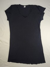 Womens Black Nightgown Sleep Shirt Size Large Soft Knit Short Sleeve V Neck...