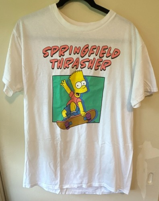 #ad The Simpsons Bart Simpson White Men#x27;s Graphic T Shirt Size L Short Sleeve $7.50
