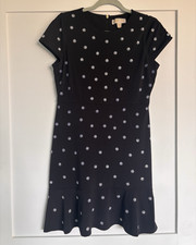 Michael Michael Kors Black/White Floral Fit & Flare Round Neck Back Zip P/M