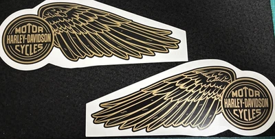 Harley Davidson Vintage Wing Style Motorrad Tank Aufkleber Set Gold Modell - Bild 1 von 4