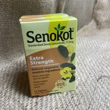 Qty 3 Senokot Extra Strength Tablets sennosides  12 Tablets Exp Date 08/2026